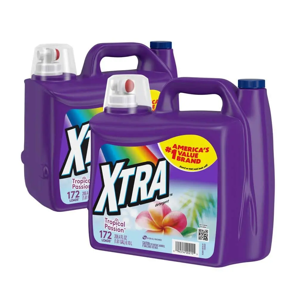 Xtra Tropical Passion Liquid Laundry Detergent 172 Loads 206.4 fl oz (2-Pack), Generous Supply & Volume America's #1 Value Brand