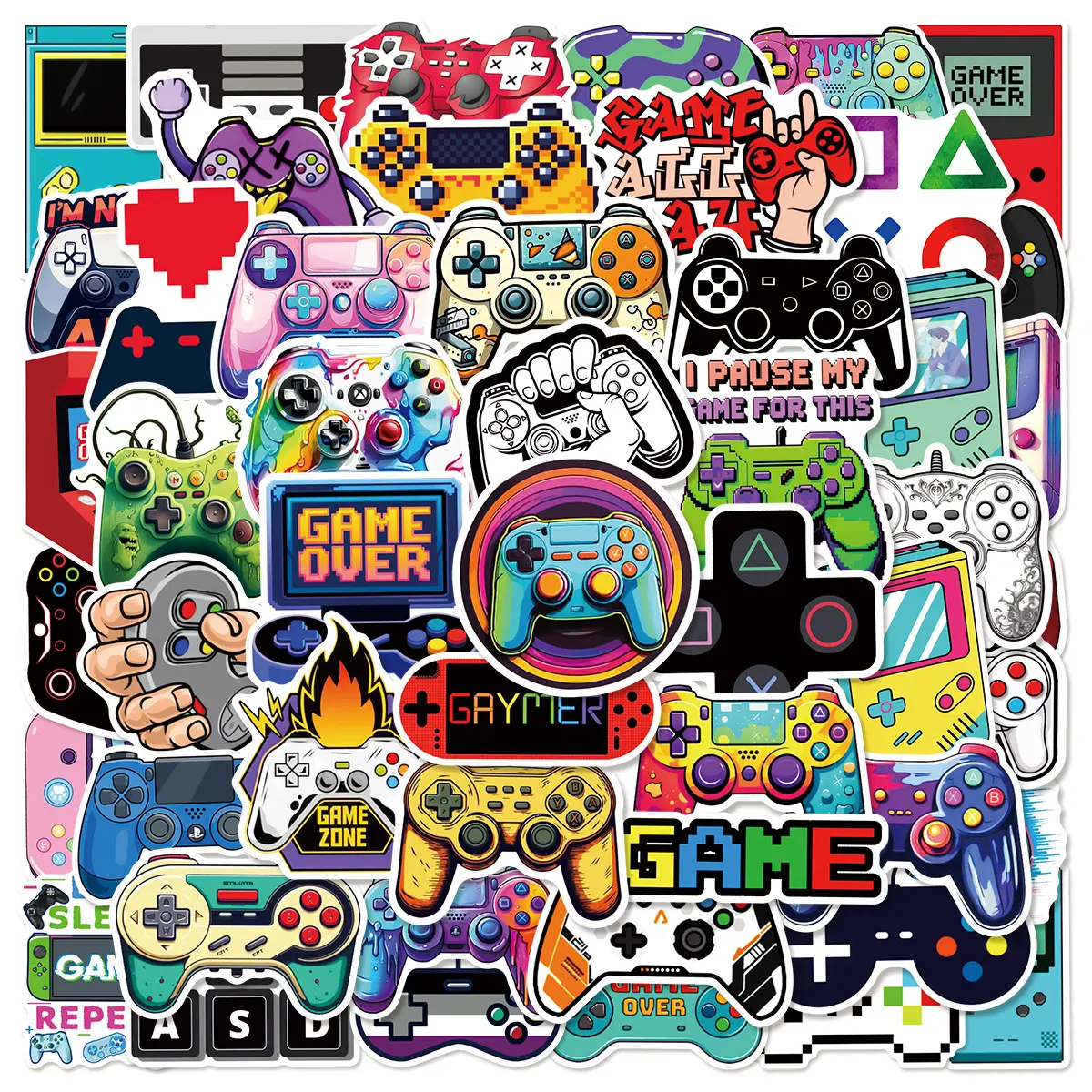 50pcs Personalized Classic Game Controller Cartoon Graffiti Series Stickers, Car Decorative Sticker, Decals for Vehicles, Suitable for Faith Based Designs Such As Scrapbooks, Cars, Car Vehicle Decoration, As Gifts with Positive Information