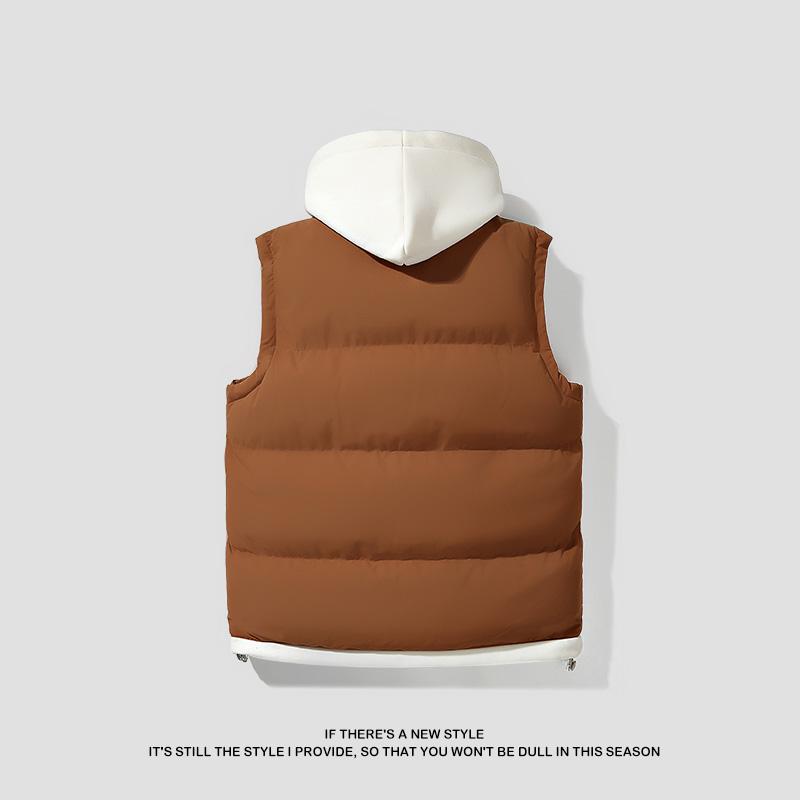 Men's hooded colorblock quilted vest, stylish and warm, the hooded design is casual and versatile, perfect for everyday wear, hanging out with friends, and winter street style. Men's hooded colorblock quilted vest, stylish and warm, the hooded design is casual and versatile, perfect for everyday wear, hanging out with friends, and winter street style.