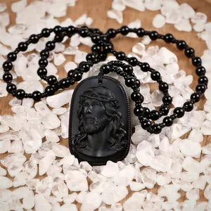 Rosario Collar Escapulario San Judas Tadeo Cristal Volcanico Gift Necklace Elegant Beaded Necklace
