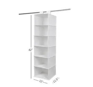 Heavy-Duty Non-Woven 6 Shelf Closet Organizer for Neat and Tidy Wardrobe Management 42x12x11.5 Inches