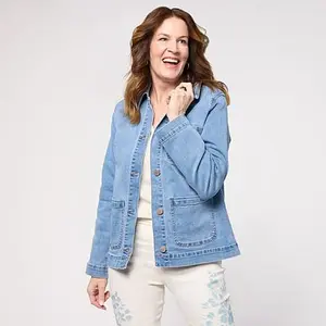 DG2 by Diane Gilman Lux Touch Denim Patch Pocket Utility Jacket