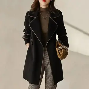 Loose Clothing Over Women's Blazers Long Female Coats and Jackets Black Jacket Dress Solid Overcoat New in Trench Coat Outerwear
