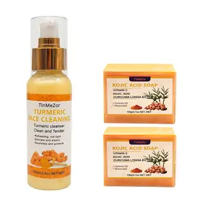 Turmeric Skincare Value Set: 4 Soap Bars + 1 Facial Cleanser - Complete Care for Face & Body