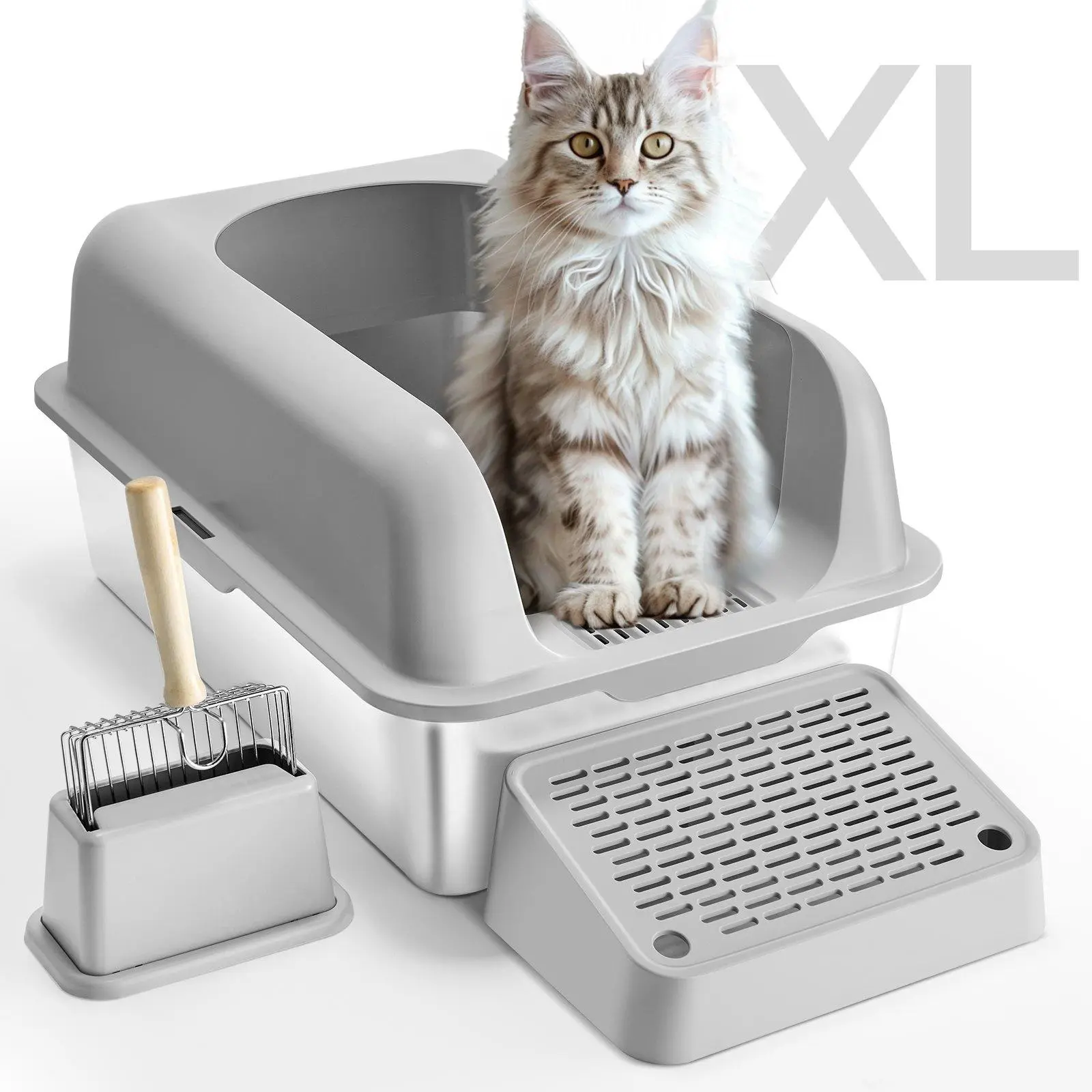 【Summerfinds】VEVOR 6 in Deep Cat Litter Box Odor-Free Litter Box with Filtering Foot Board