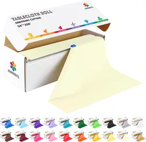 54 Inch X 200 Feet Plastic Table Cover Roll with Convenient Slide Cutter, Disposable Plastic Table Cloth Roll with Cut-to-Size Design for Weddings, Banquets, Parties (Beige)
