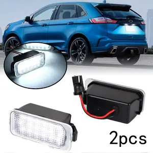 2 Pieces LED License Plate Lights, Led Car Lights | Fits Ford C-Max/Edge/Transit/Ranger/Ecosport Jaguar XF/XJ 6000K White Light 5X Brighter Than OEM Plug and Play No Modification Non-Polarity PC Lens ABS Housing 12V DC Clear Lens Black Housing