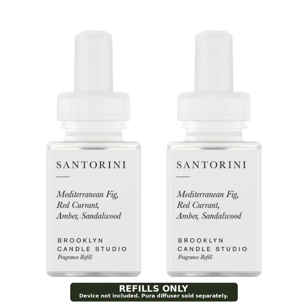 Pura x Brooklyn Candle Studio Home Diffuser Refill, 2 Pack, Santorini