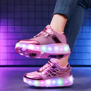 Girls' Winged Roller Skates - LED Light-Up Roller Skates for Night Skating, Low- Roller Skates with TPR Soles and Cushioning Pads, Lace-Up Closure - Suitable for Teenage Girls and Children's Outdoor Activities