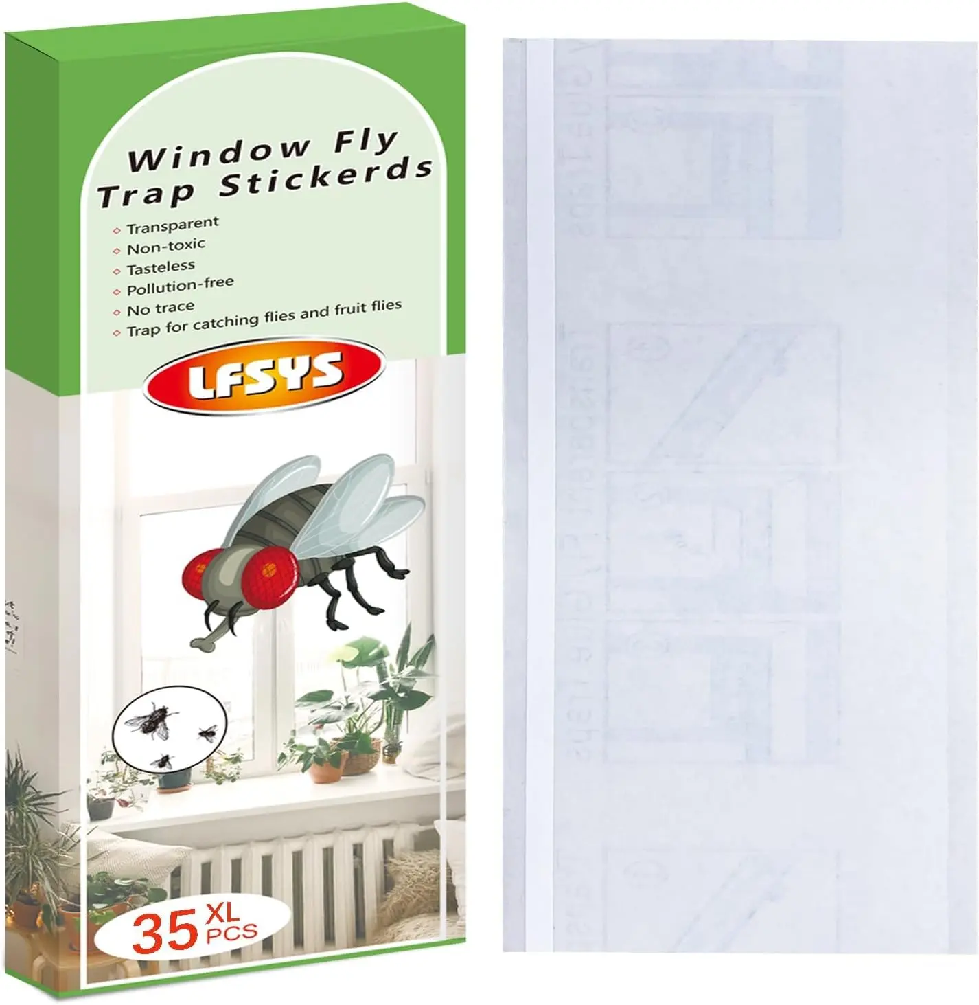 LFSYS 35XL Pack Window Fly Trap, Fruit Fly Traps for Indoors, Fly Trap Indoor Clear, Fly Paper Sticky Strips