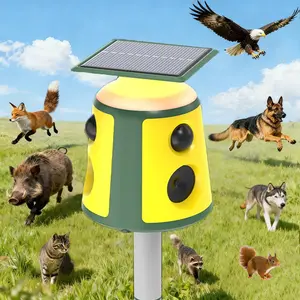 Solar-Powered Animal Repeller with Infrared Sensor, 360-Degree Coverage, Ideal for Farm Yard Garden, Effective Pest Control Device