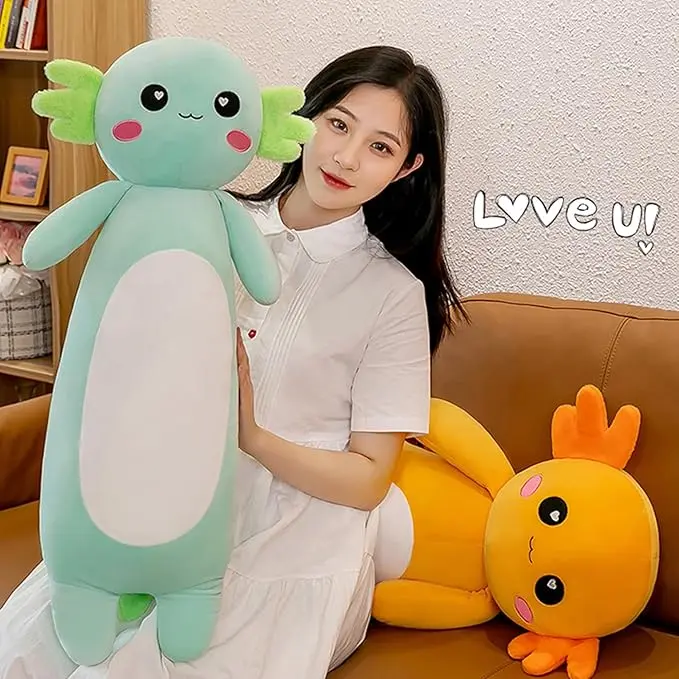 Long Axolotl Plush Pillow Cute Axolotl Stuffed Animal Body Soft Plushies  Doll Toy for Girls Boys