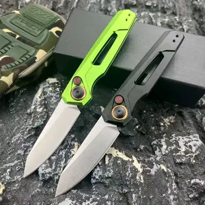 Outdoor Camping EDC Folding Knife Black Stonewashed Reverse Short Blade Aluminum Handle Pocket Knife with Reversible Deep Pocket Toos Clip Men's Gift 3 Styles