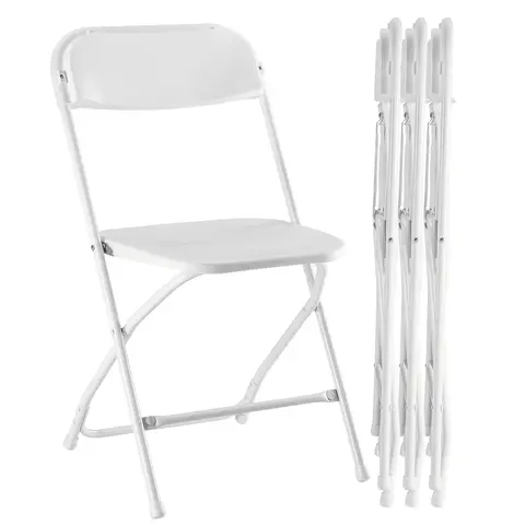 Sweetcrispy Armless Plastic Folding Chairs - 330lb Capacity, 6.8lb Metal Frame, Durable Classic All-Weather Seating, Heavy Duty Quick Fold & Store Indoor/Outdoor Celebration Home Decor Furniture, All Weather Chair