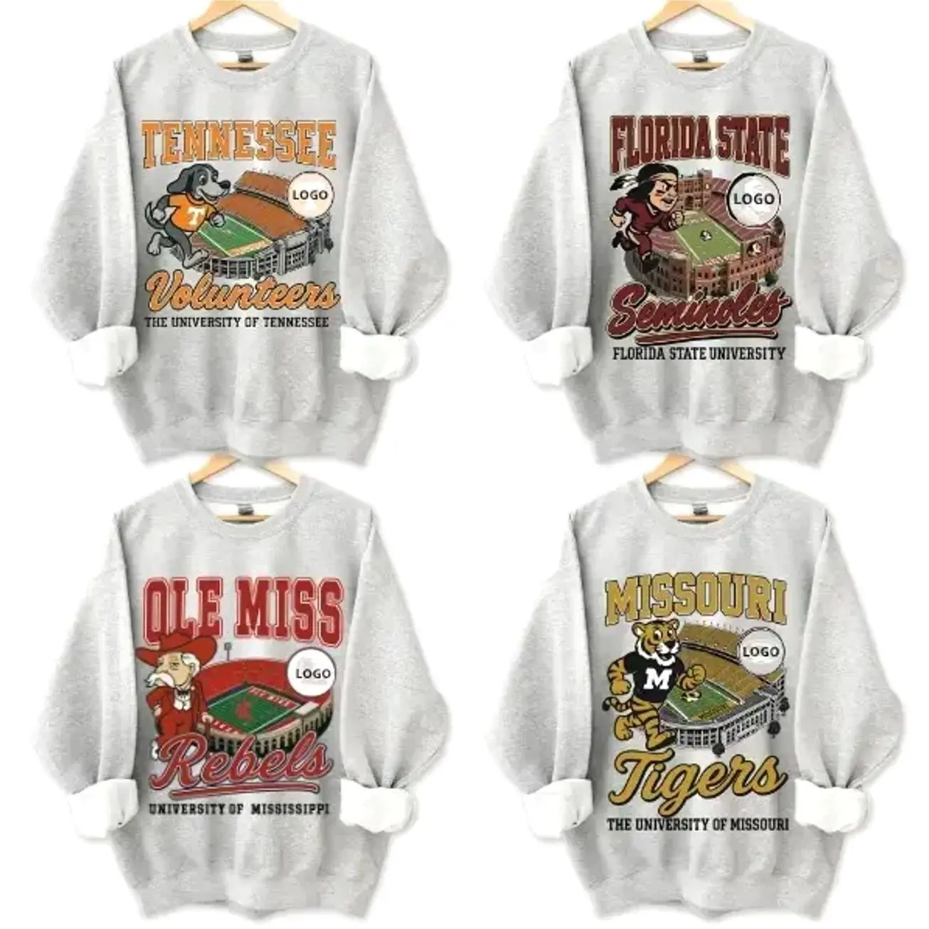 Full Team Vintage Ash Grey Sweatshirt – Football Mascots Sweatshirt – Unisex Throwback Sports Sweatshirt, Womenswear JSQ