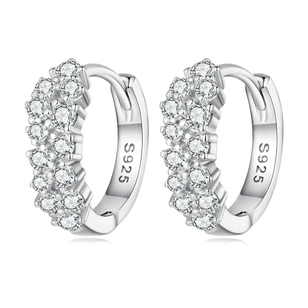EJG Women's 925 Sterling Silver Hoop Earrings with an Elegant Solitaire Design, Ideal for Daily Wear, Female, 925 Real Silver Earrings, All Seasons, Hypoallergenic, Cubic Zirconia, Ear Hoops, Hoop Earring Set