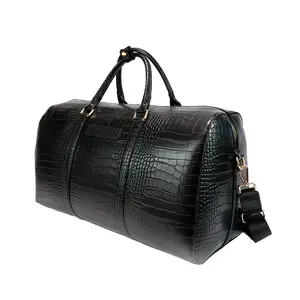 GORFIA 2025 Luxury Ultra-Light Large-Capacity Soft Polyester Luggage Set with Croco Print, Retro Look, Strap - PU Portable Travel Bag for Business Trips, Short Weekends, Women's Durable Overnight Bag