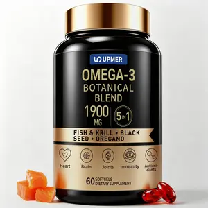 UPMER Omega-3 Softgels | Krill Oil + rTG Fish Oil + Black Seed Oil for Joint Comfort, Recovery & Daily Wellness | 60 Softgels Healthcare Vitamin Dietary
