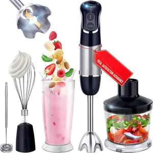 800W 5-in-1 Immersion Blender 12 Speed Hand Blender Mixer Whisk Frothier Turbo