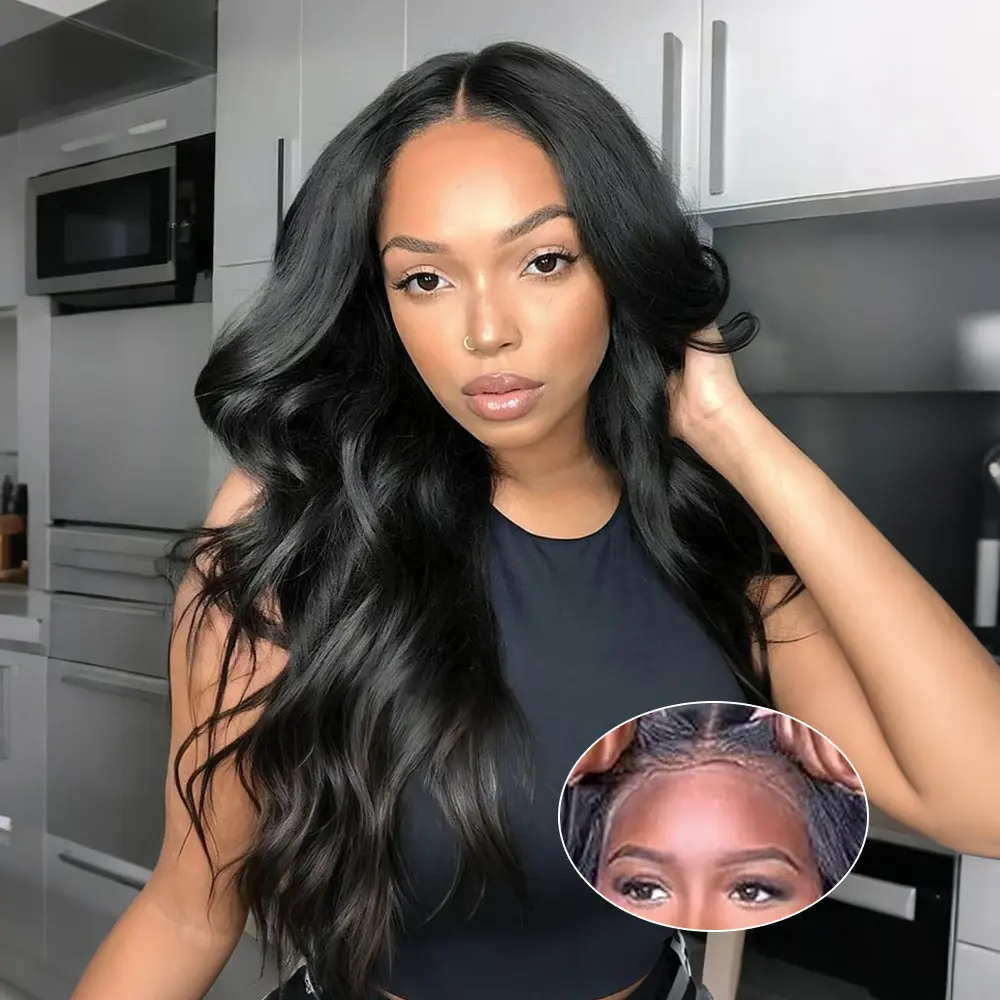 [GLUELESS] LYSILF Natural Black 7x6 Glueless Body Wave wigs with HD Lace Remy human hair Water & Deep wave 200 Density Ready to Wear Beginner Friendly 7x6 Burmese curly Brazilian human hair Pre Plucked Pre Cut closure Lace wigs 14-40 Inches #Summervibes