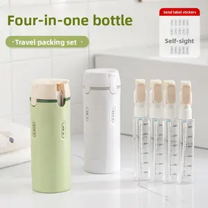 4-in-1 Travel Dispenser Bottle for Toiletries, Portable Cosmetic Shampoo Storage Bottle, Lotion Bottle Wholesale