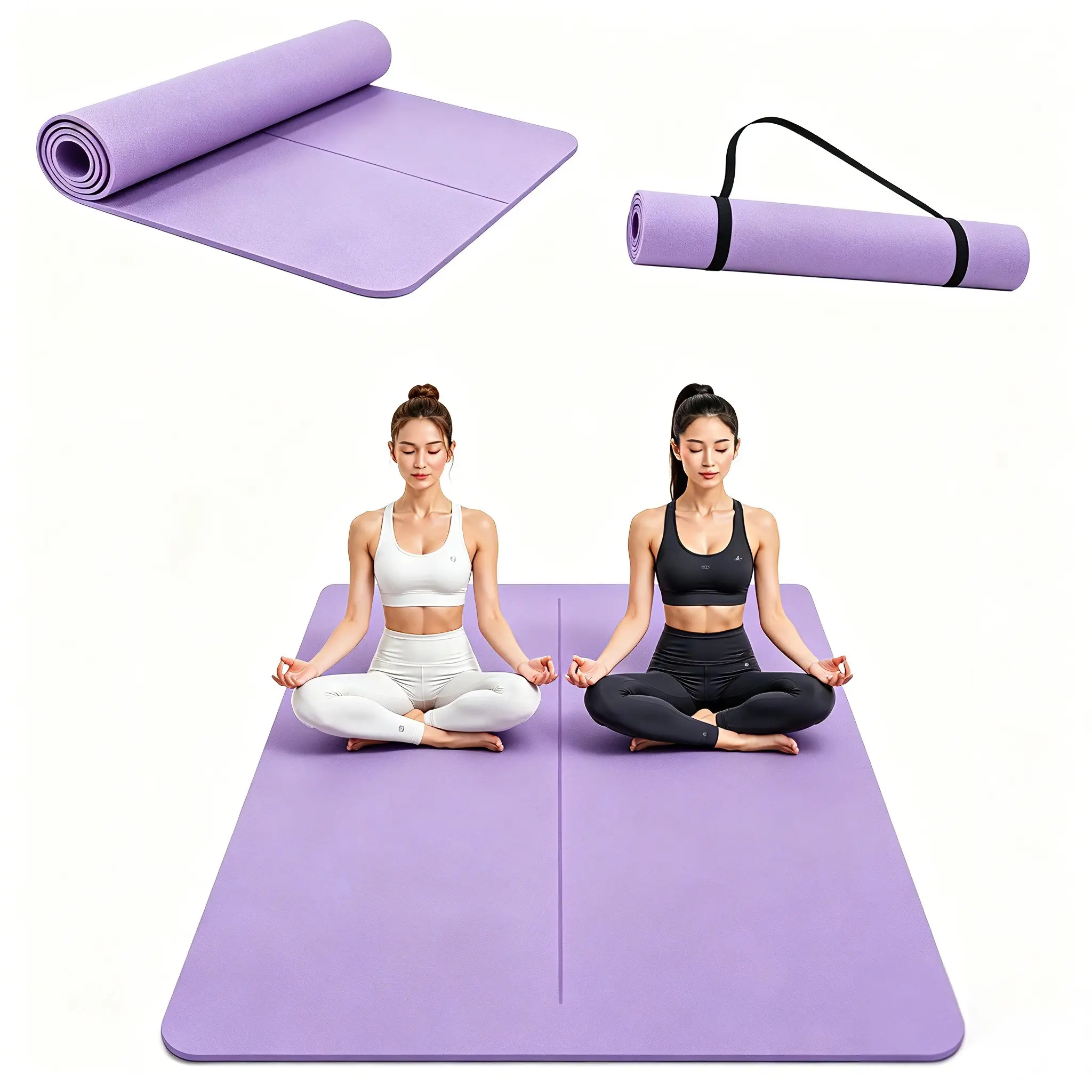 Large Size 6.0X4.0/6.0x2.0 ft Enlarged Yoga Mat, Double Non Slip Yoga Mat,8mm Exercise Mat, Fitness Mat for Home And Outdoor Use, Yoga, Pilates, Fitness Training Mat