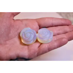 Rose Glass Rainbow Opalite Double Flare Plugs