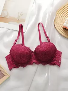 Women's Backless Plung Bra, Boux Avenue Floral Lace Design, Medium Support, Adjustable Size, Plain Pattern, Fitted, All Seasons