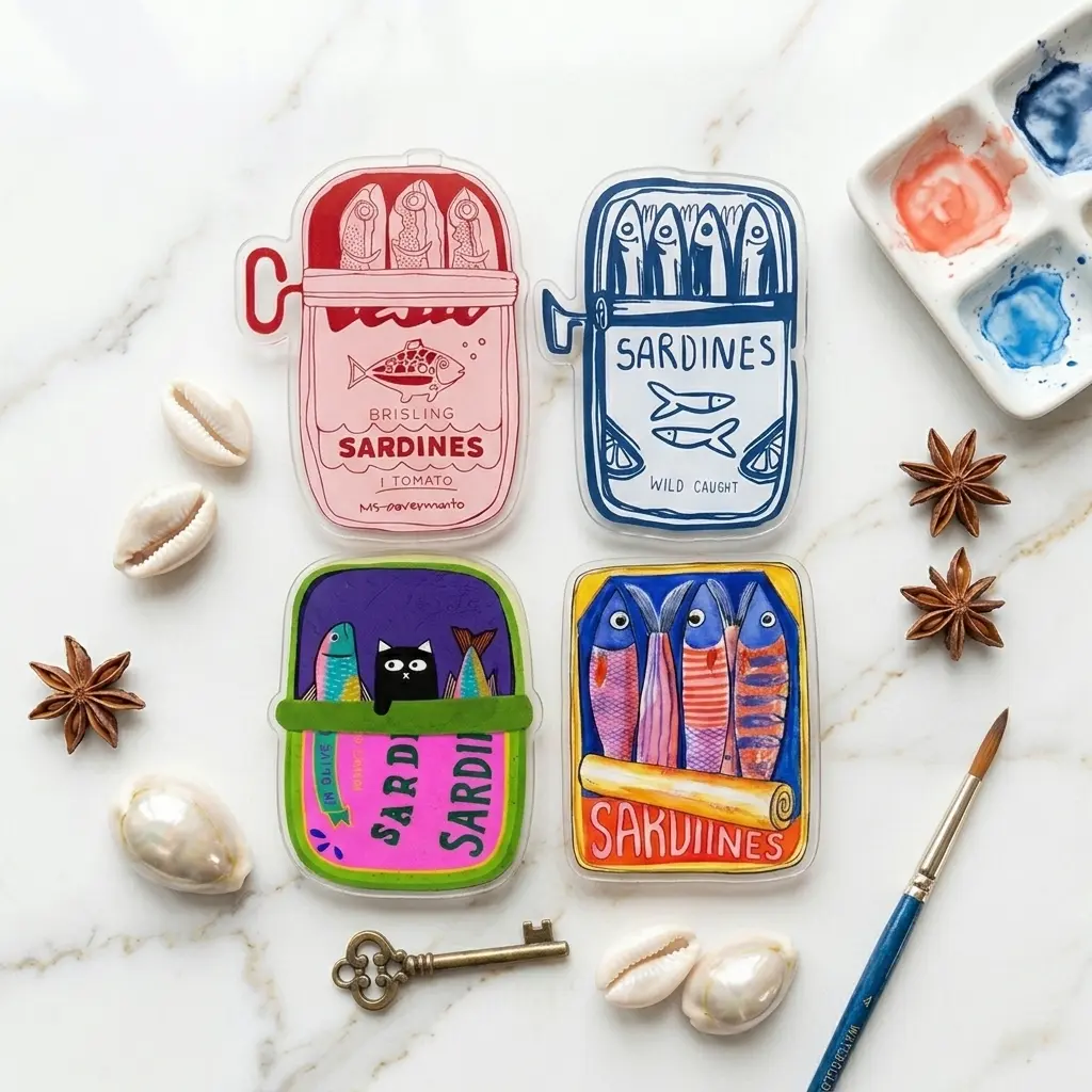 Sardine Can MagSafe Phone Grip, Retro Tinned Fish Magnetic Holder, Coastal Preppy Kindle Grip, Cute Summer Gift For Her Case Stand