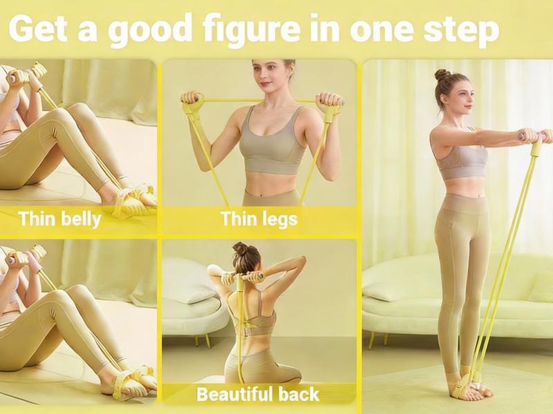 Manual Tension Training Pedal Resistance Band, Eco-Friendly Natural Latex Yoga Stretching Band, Multifunctional Adjustable Elastic Band for Home Gym Arm & Waist and Abdomen Training, Exercise Equipment, Suitable for Both Men and Women