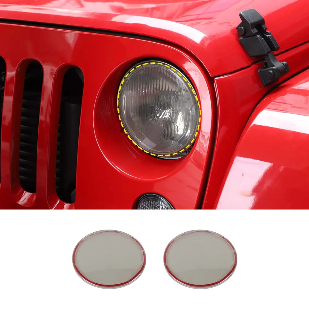 Exterior Front Headlight Decor Trim Cover for 2007-2017 Jeep Wrangler JK Car Accessories - Laser-Cut, Scratch-Proof, UV-Resistant, DIY-Installable Lamp Cover