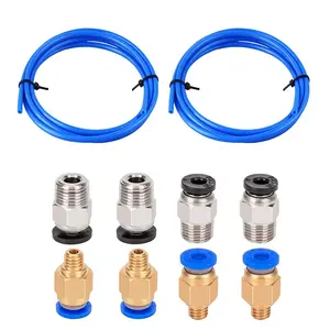 2 PTFE Bowden Tubing (1m/Each Blue) for 1.75mm Filament with 4 count PC4-M6 Fittings and 4 count PC4-M10 Pneumatic Fittings for  Ender 3/3 Pro, Ender 5/5 Pro, CR-10/10S  Printer, etc