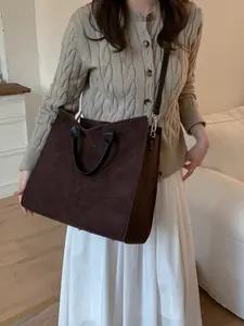 1pc  Ladies' tote bag, large capacity handbag, crossbody bag, zipper closure, fashionable, versatile, casual, simple and trendy, suitable for college students' campus travel, work commuting, shopping, business ladies' tote bag, Fashionable Bags