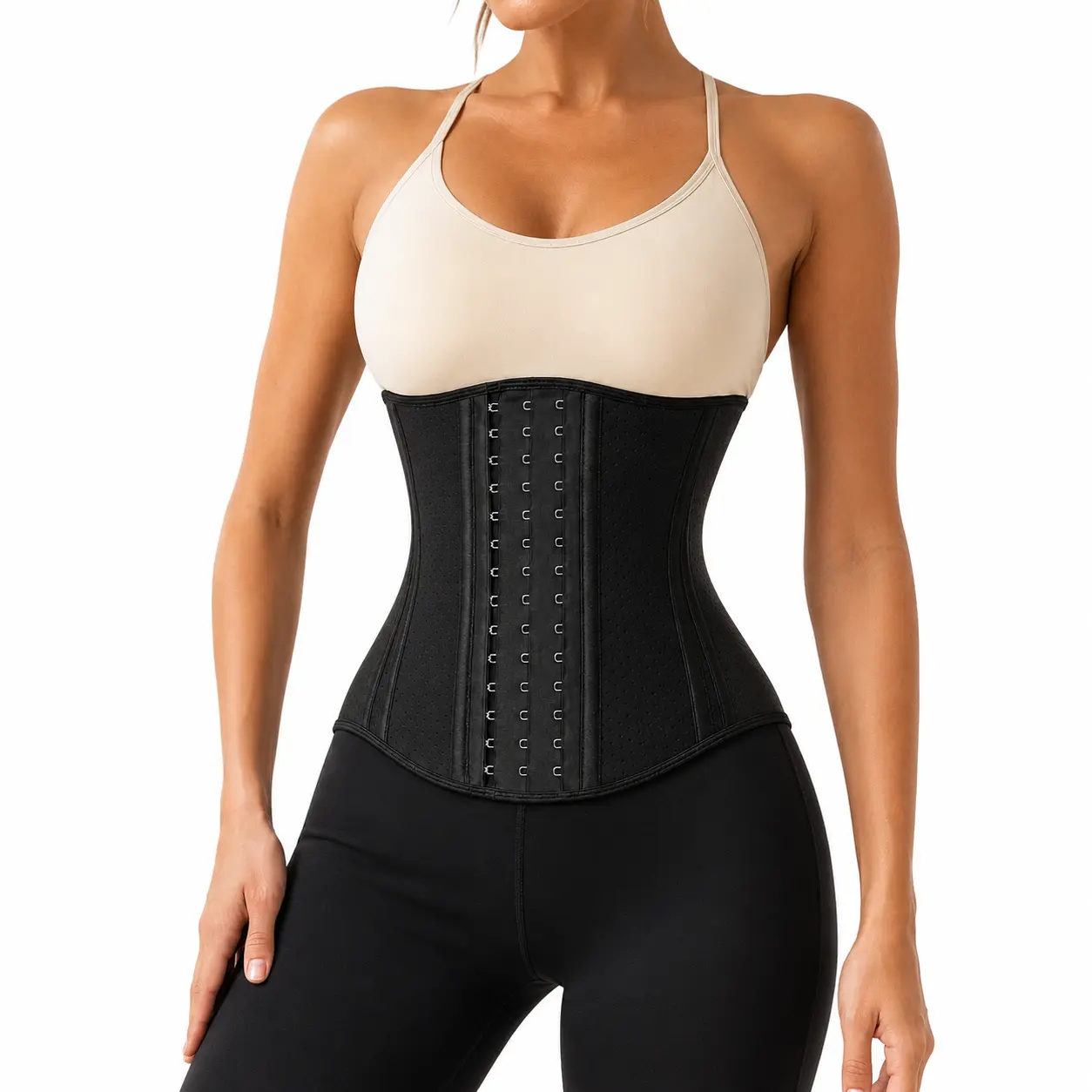 Quishaper Women's Underbust Latex Sport Girdle Waist Trainer Corsets Hourglass Body Shaper Womens Corset with Zipper Sweat Trimmer for Women Workout Belt Shapewear Tummy Control Mesh Cincher Faja Breathable mesh