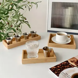 Japanese Simplicity Bamboo Wooden Tray Rectangle Tea Tray For Cake Dessert Coffee Shop Serving Tray Natural Color Fruit Plate