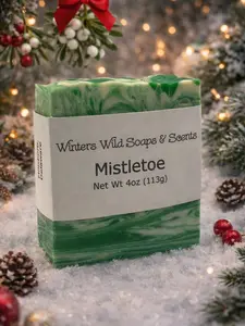 Mistletoe Bar Soap Net Wt. 4oz 113g Festive Holiday Scented Handmade Soap with Fir Camphor Balsam Red Currant Pine & Cypress