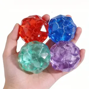 Gem Squishy Stress Ball Fidget Toy, Shapeable Sensory Squishy Ball with Crystal Beads, Anxiety Relief Stress Relief Toy for Kids & Adults, Satisfying Squeeze Desk Toy, DIY Moldable Squishy