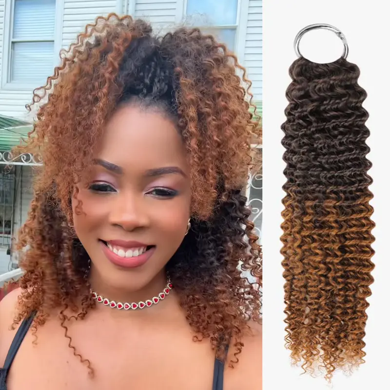 Style Icon] Crochet Human Hair Feather Extension Afro Kinky  display picture 2