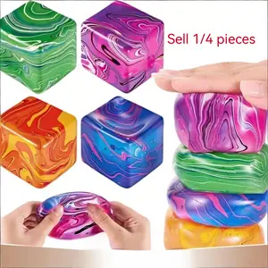 Rotating Squeeze Cube Sensory Toy, Soft Tpr Stress Relief Block, Suitable for Adults and Kids, Reduces Anxiety, Action Skill Training, Party Gift