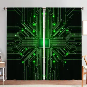 Circuit Pattern Door Curtain, 1 Set Creative Glow in The Dark Door Curtain, Home Decor Garden Style for Living Room Bedroom Study Room