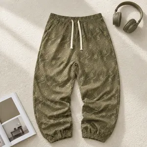 Men's Vintage Monogram Balloon Joggers - Slouchy Oversized Personalized Loungewear Pants, Retro Hip Hop Streetwear Trousers, 2026 Viral Skater Bottoms with Quality Fabric Alphabet Print Loose Fit Sweatpants casual