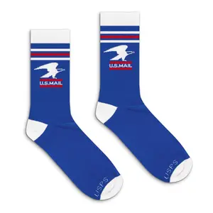 USPS U.S. Mail Standing Eagle Logo Crew Socks - Blue/White