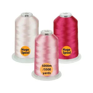 3 Spools Differ Pink 5000m Polyester Machine Embroidery Thread, 40wt, 5500 Yards, Suitable for All Embroidery Machines, High-Quality Embroidery Supplies