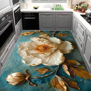 Floral Pattern Kitchen Runner Rug, Non-slip Kitchen Mat, Soft and Comfortable Floor Mat, Decorative Carpet for Home Kitchen Living Room