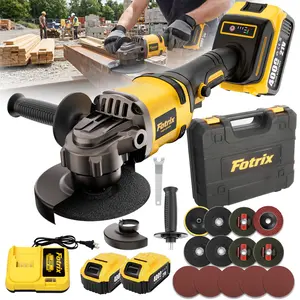 21V Cordless Angle Grinder Kit with 4.0Ah Batteries, Brushless 4 Inch Grinder Tool, 3-Speed Metal Cutter & Polisher for Tile, Steel, Rust Removal and DIY