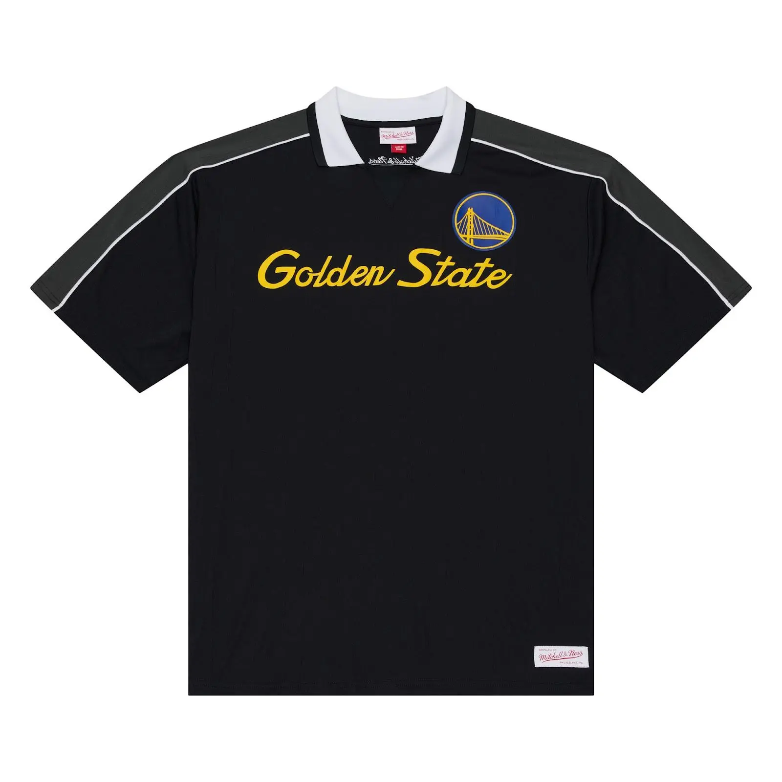Golden State Warriors Black Polo Jersey NBA Throwback Basketball Hardwood Classics Fan Gear Mitchell & Ness