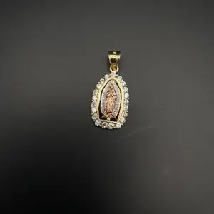 10k Guadalupe Charm in Gold 3 Tone - Versatile 10k Gold Pendant for Necklaces Bracelets or Earrings with Unique 3-Tone Design