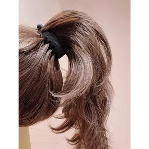 Women's Single Non-Slip Banana Hair Clip - Matte Elegant Retro Oval Grip Hair Accessory Leopard Print Pattern Amber and Black Ponytail Hair Band High Top Fixed Banana Hair Clip