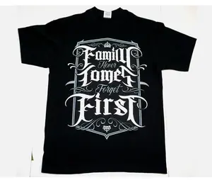 Chicano Oldies Shirts FAMILY FIRST T-Shirt Urban Streetwear 100% Cotton Tee Adult Black T-Shirt, Trendy Men's and Women's Clothing - Unisex T Shirt S-5XL Gift for Friends and Family Menswear Shirt