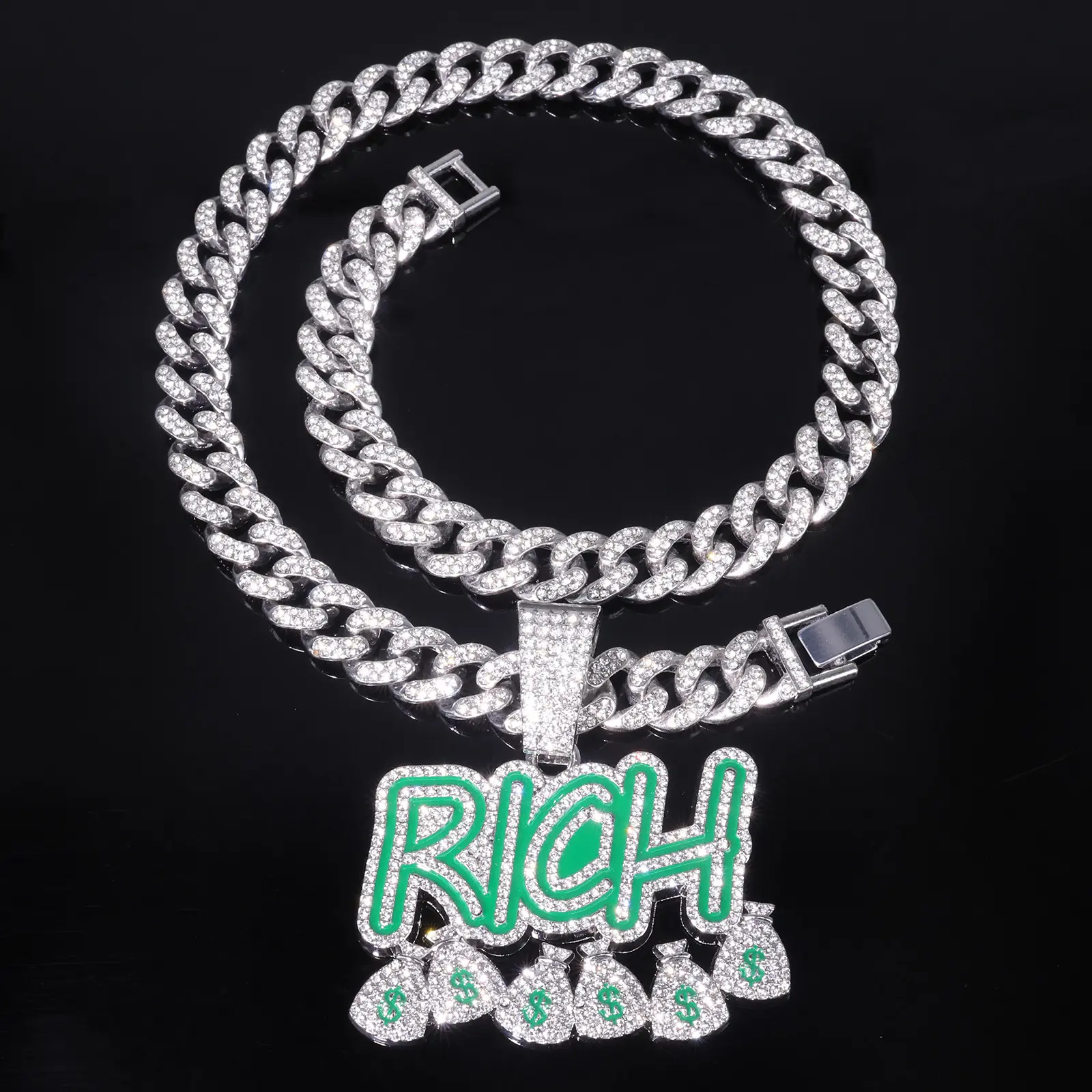 Silver pendant+12 round chain minimalist